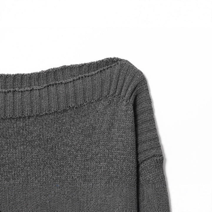 Damen nan kastig-oversize Strickpullover mit weitem U-Boot-Ausschnitt tailliertem Rippenbündchen und voluminösen Ärmeln Echo Archiv