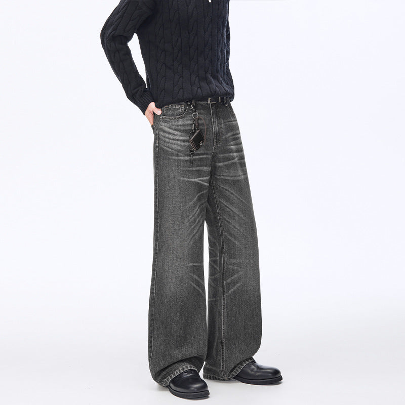 Herren Extraweite Vintage-Denim Baggy-Jeans mit tiefem Schritt und verlängertem Saum Echo Archiv