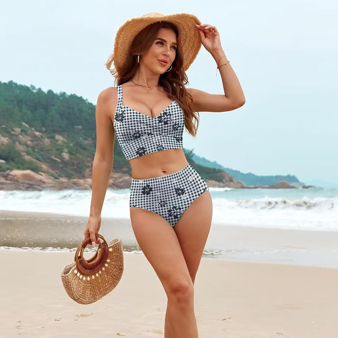 Damen Bikiniset mit floralem Design und hohem Bund Echo Archiv