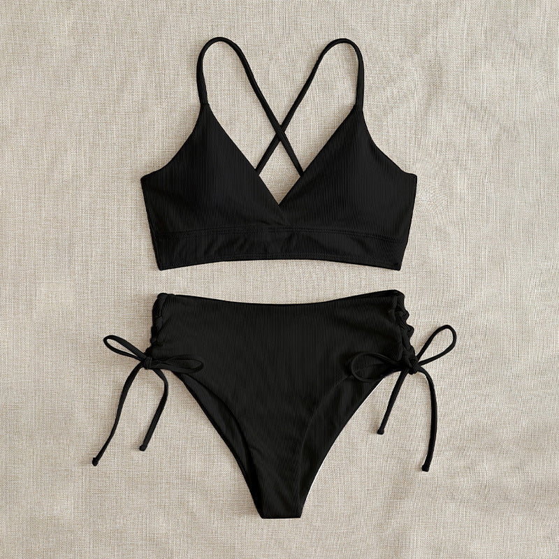 Damen Hochtaillierter Bikini mit verstellbaren Schnürdetails – Maréssa