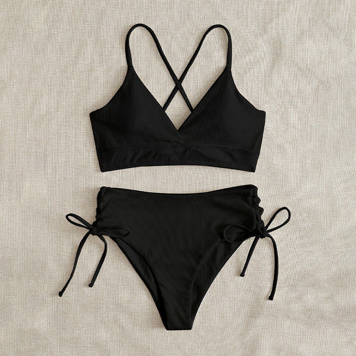 Damen Hochtaillierter Bikini mit verstellbaren Schnürdetails – Maréssa