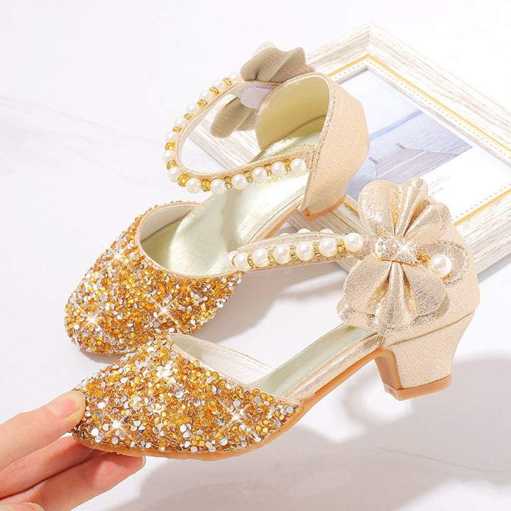 Damen Elegante und funkelnde Mittelabsatzschuhe mit Perlen- und Schleifendetails Echo Archiv