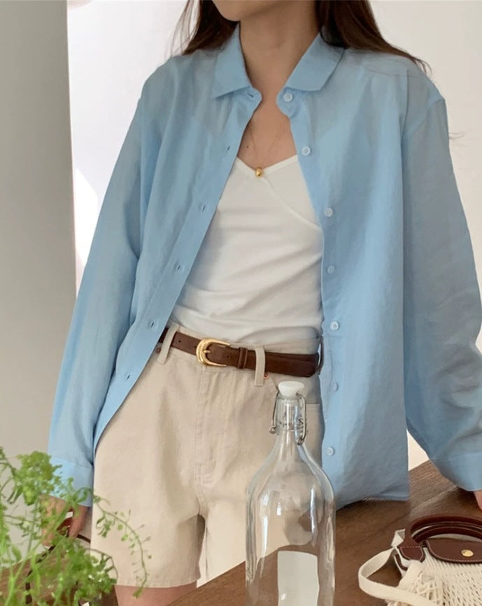 Damen Lässige Oversize-Hemdbluse mit kastiger Silhouette und krempelbaren Ärmeln – Maréline