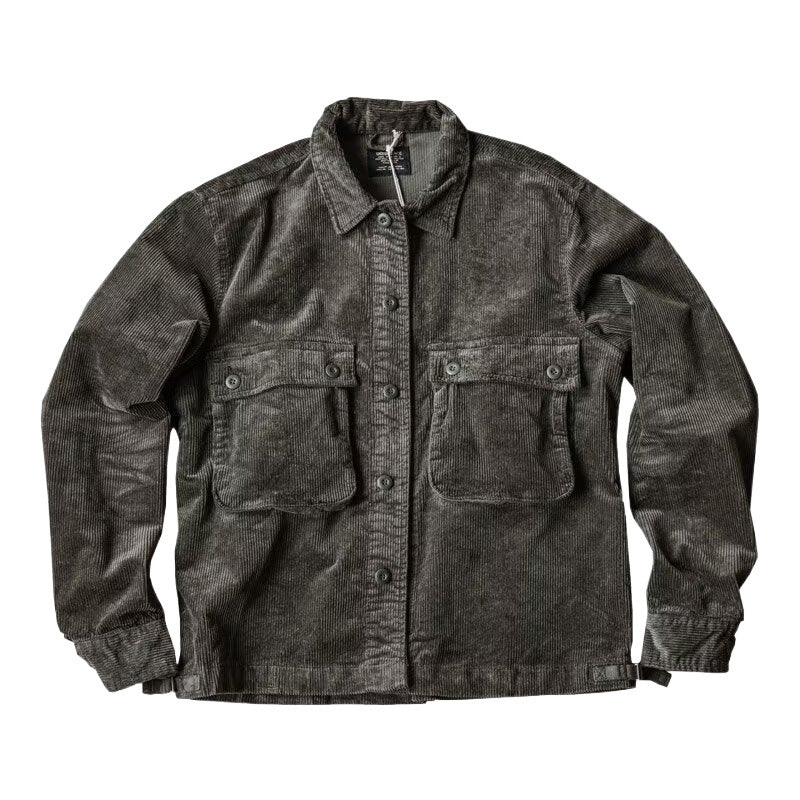 Herren Robustes Kord-Overshirt im Worker-Look mit aufgesetzten Pattentaschen Echoarchiv