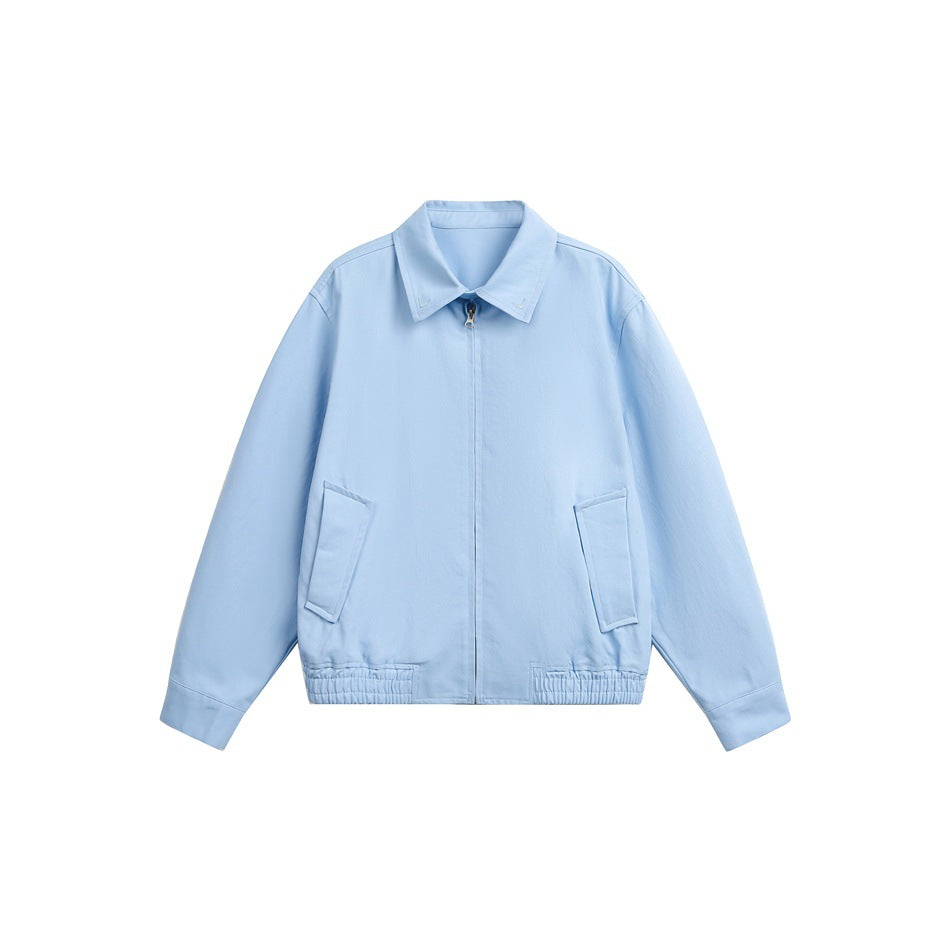 Unisex Leichte Boxy-Blousonjacke mit Hemdkragen und verdecktem Reißverschluss Echoarchiv