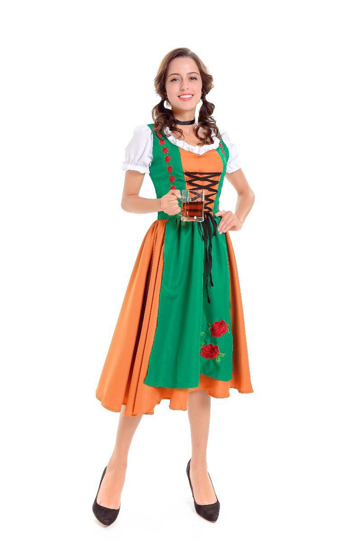 Damen nan traditionelles Dirndlkleid mit Schürze und geschnürtem Mieder Echo Archiv