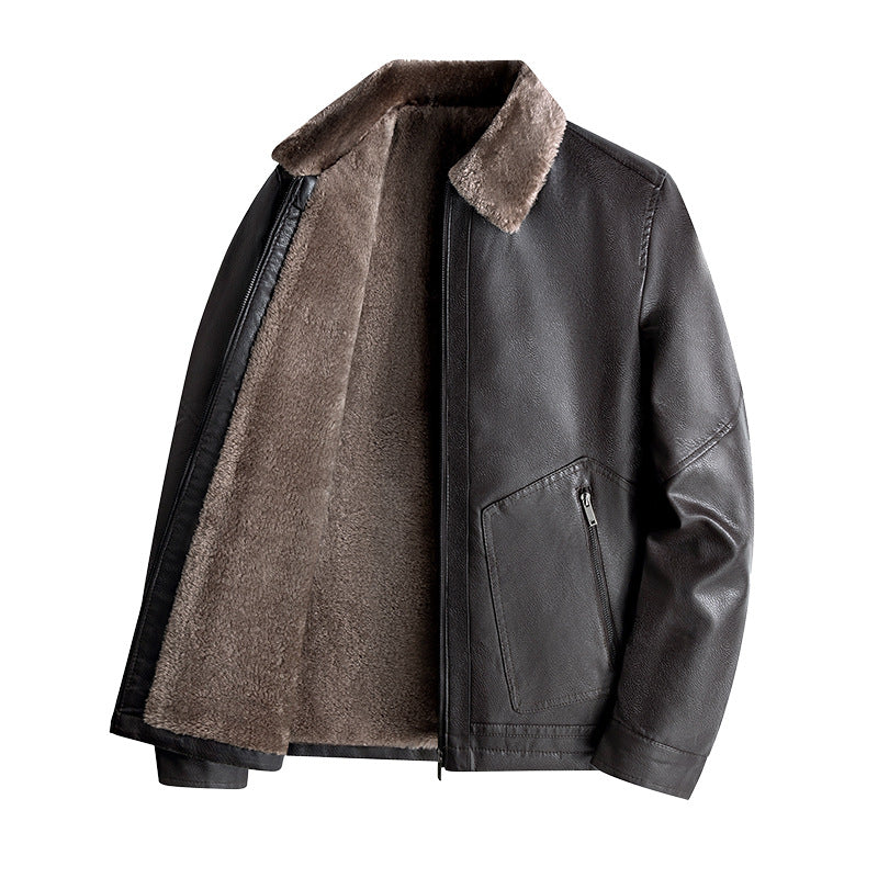 Herren Lässige Kunstlederjacke mit Teddyfutter Echo Archiv