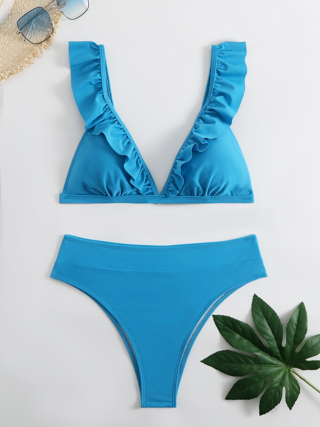 Damen Raffiniertes Triangel-Bikini-Set mit Rüschendetails Echo Archiv