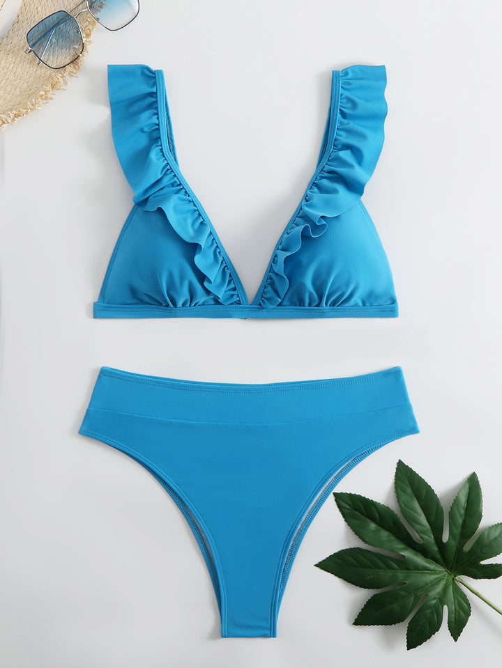 Damen Raffiniertes Triangel-Bikini-Set mit Rüschendetails Echo Archiv