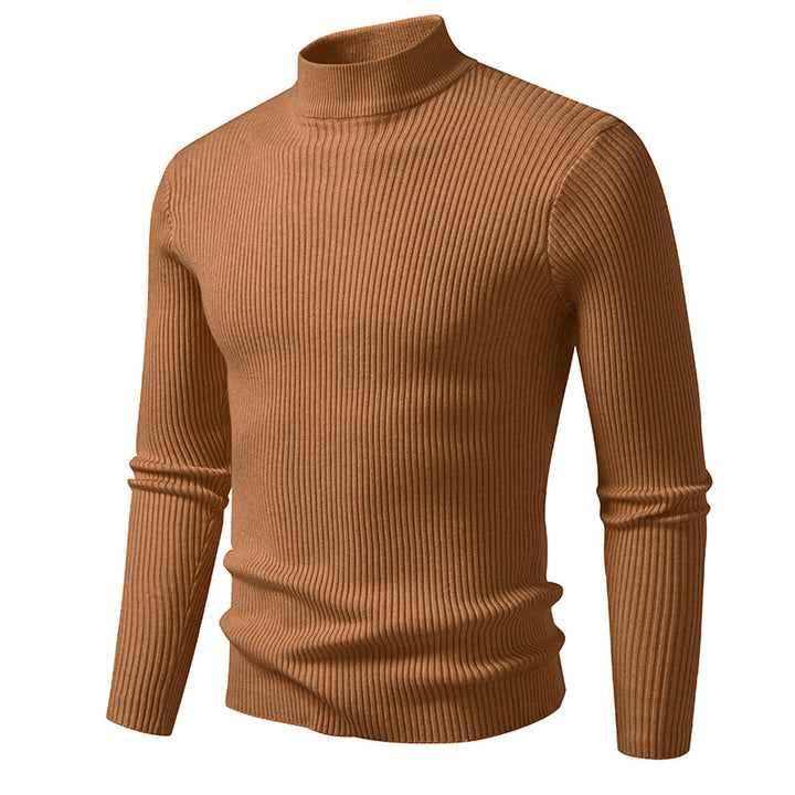 Herren Rippstrick-Mockneck-Pullover schmaler Schnitt thermischer Feinstrick Echo Archiv