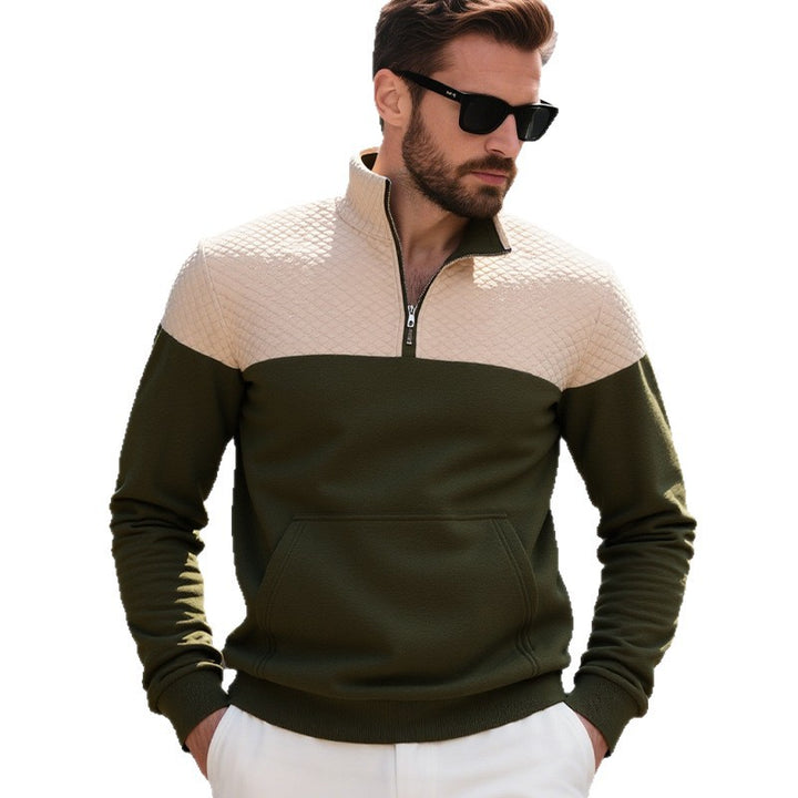Herren nan gesteppter Halbzip Sweater mit Kängurutasche und Stehkragen Echo Archiv