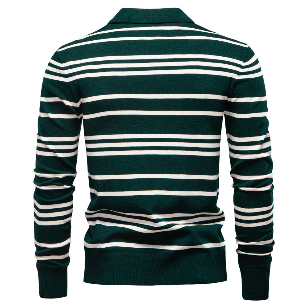 Herren Polo-Pullover mit modischem Streifenmuster und leichter Struktur Echoarchiv