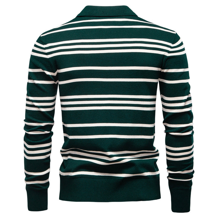 Herren Polo-Pullover mit modischem Streifenmuster und leichter Struktur Echoarchiv