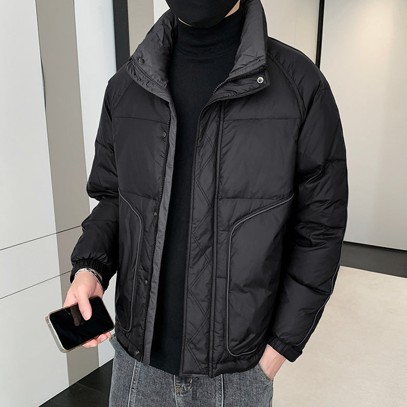 Herren Kurz geschnittene wattierte Steppjacke mit hohem Stehkragen – Taviero