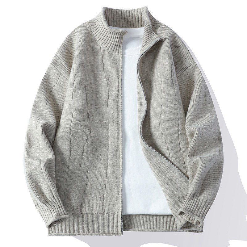 Herren Modische Strickjacke mit hochgeschlossenem Kragen und Reißverschluss Echoarchiv