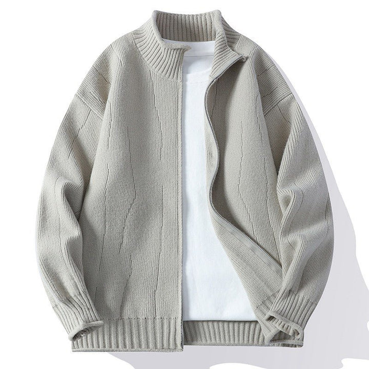Herren Modische Strickjacke mit hochgeschlossenem Kragen und Reißverschluss Echoarchiv