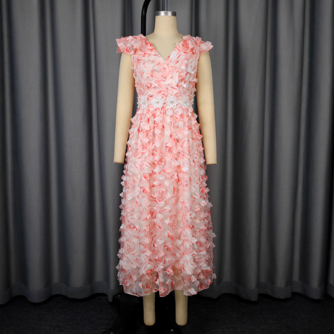 Damen Elegantes Maxikleid mit floralen Rüschen Echo Archiv