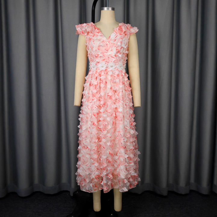 Damen Elegantes Maxikleid mit floralen Rüschen Echo Archiv