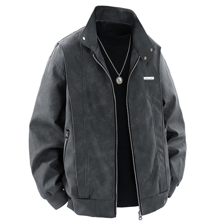 Herren Kunstlederjacke im modischen Design mit praktischem Stehkragen Echoarchiv
