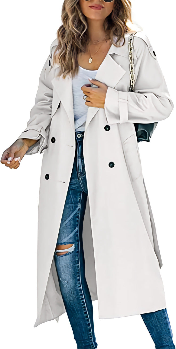 Damen legerer Trenchcoat mit Gürteldesign und stylischen Knöpfen Echoarchiv