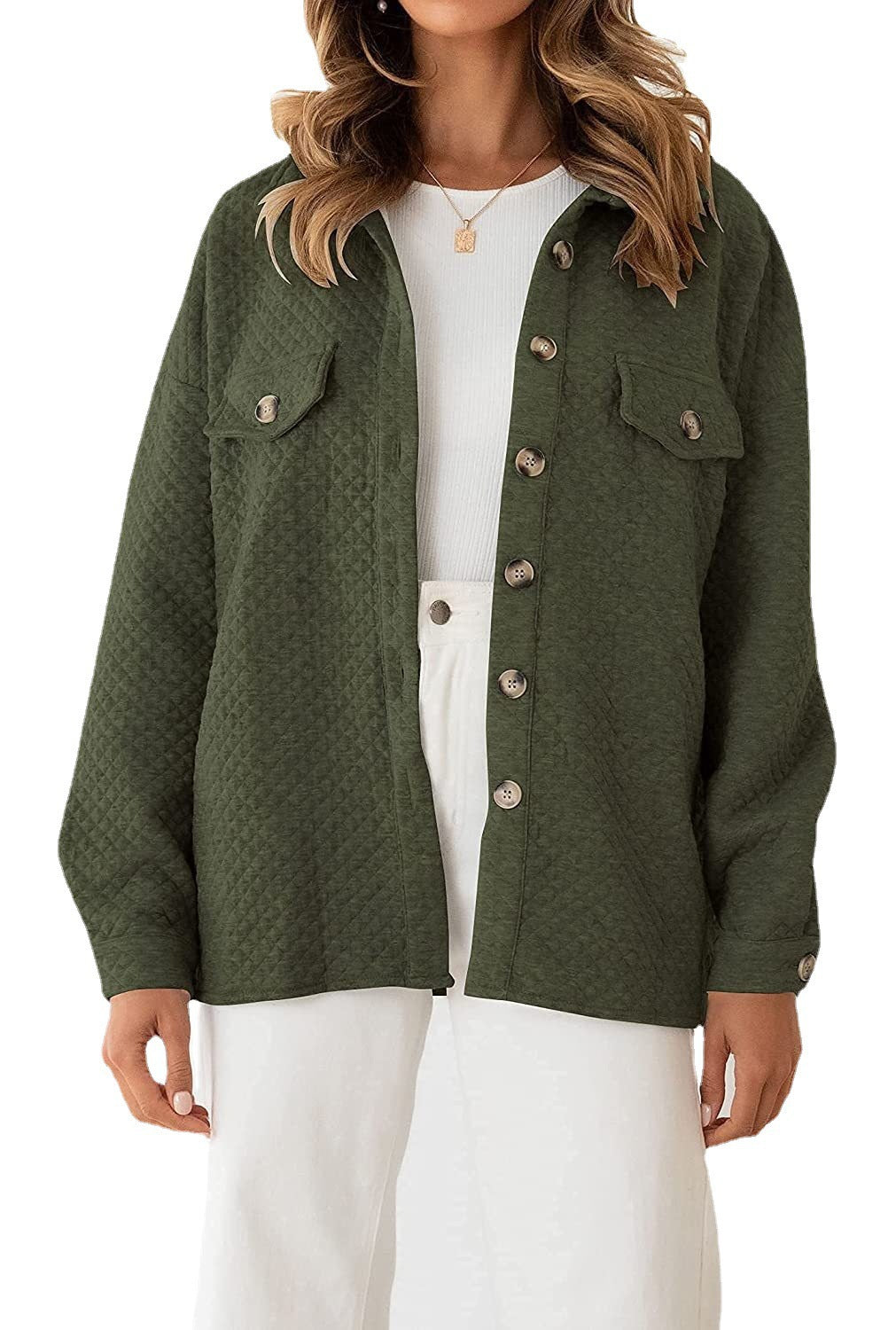 Damen Stepp-Hemdjacke mit kastiger Oversize-Passform und aufgesetzten Brusttaschen Echo Archiv