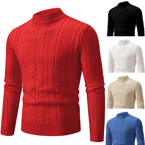 Herren Grobstrickpullover mit steigendem Kragen und Zopfmuster Echoarchiv