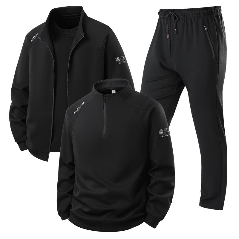 Herren Dreiteiliges Thermo-Trainingsset mit Halbzip-Pullover, Zip‑Jacke und Jogginghose Echoarchiv