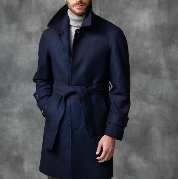 Herren eleganter Doppelreiher-Wollmantel Echoarchiv