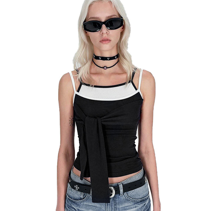 Damen Chic Trägertop mit kreativer Wickeloptik und verstellbaren Trägern Echo Archiv