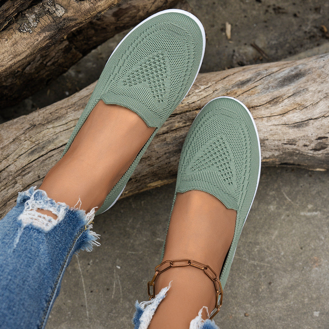 Damen Atmungsaktive Slip-On Freizeitschuhe mit komfortablem Absatz Echoarchiv
