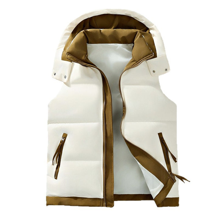 Damen Urban Puffer Weste mit abnehmbarem Kapuze, kontrastierendem Besatz und verdecktem Zwei-Wege-Reißverschluss – Avérine