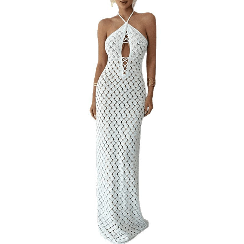 Damen Häkel-Maxi-Kleid mit innovativem Ausschnitt und seitlichen Cut-Outs Echo Archiv