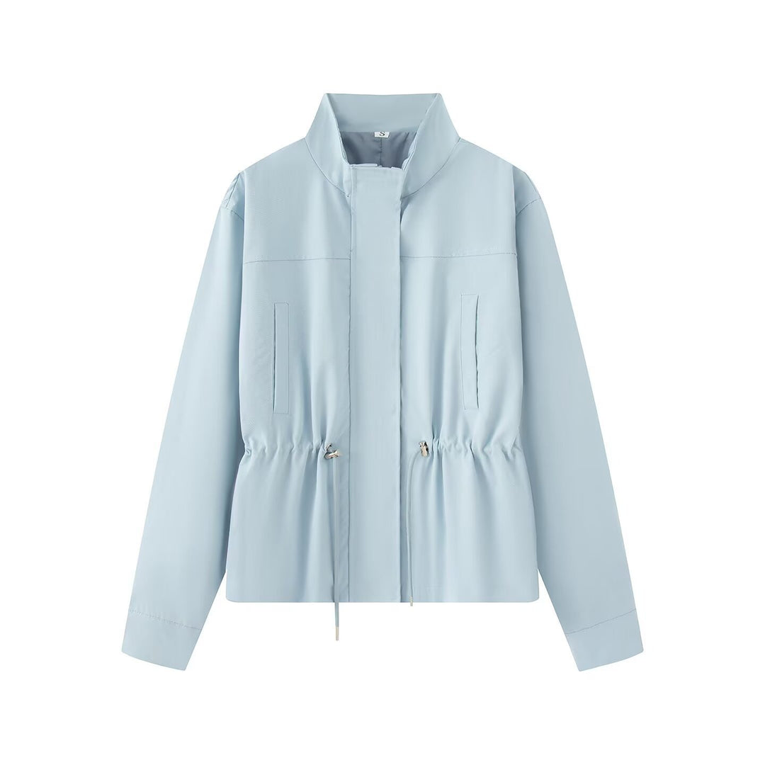Damen Leichte Wind- und Regenjacke mit Tunnelzug-Taille und Stehkragen Echo Archiv