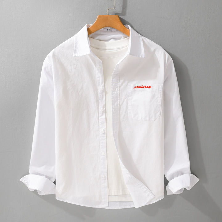 Herren Relaxed-Fit Baumwoll-Overshirt mit Stickerei auf Brusttasche Echoarchiv
