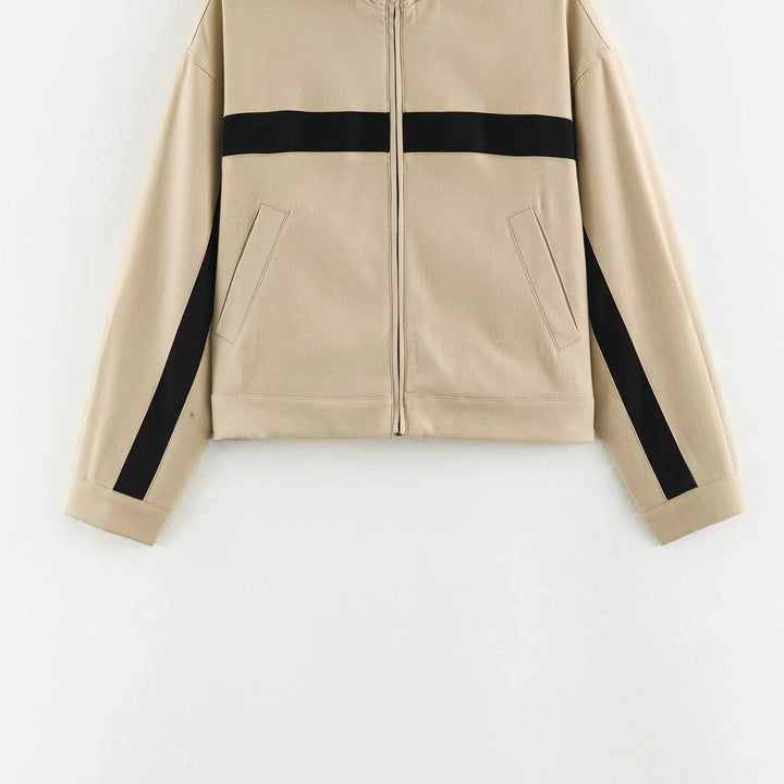 Damen nan sportive Cropped Trackjacke mit Stehkragen und kontrastierenden Seitenstreifen Echo Archiv