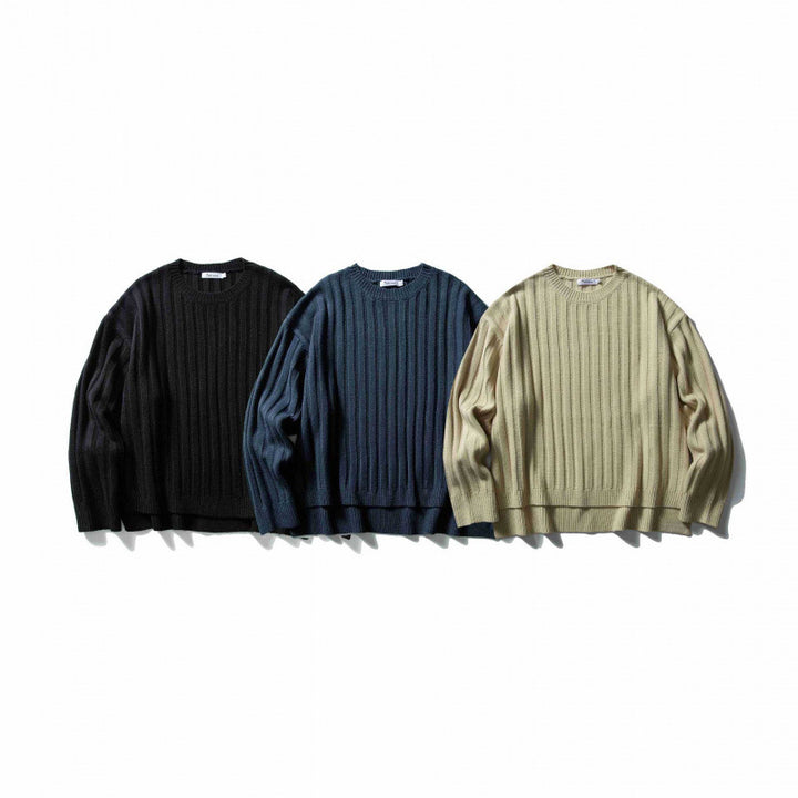 Unisex Grobgerippter Oversize-Strickpullover mit Rundhals und verlängertem Saum Echo Archiv