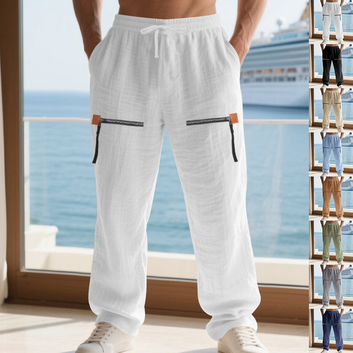 Herren Lässige Cargo-Hose mit praktischen Reißverschlusstaschen und elastischem Bund Echoarchiv