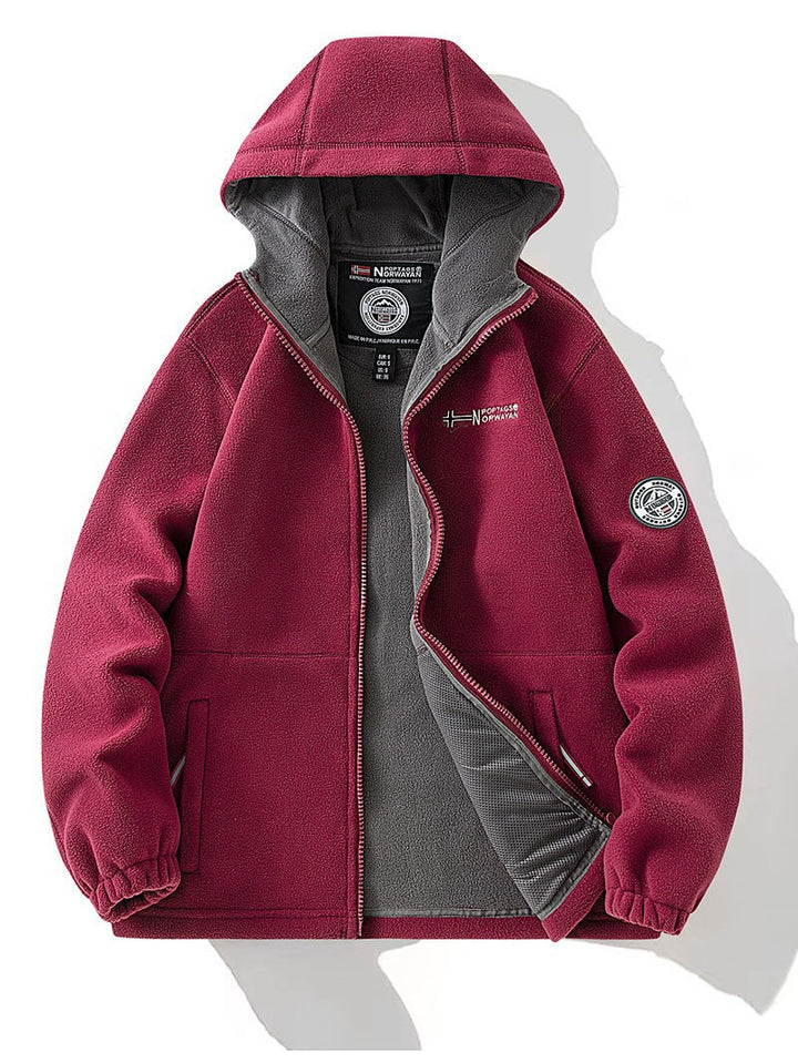 Unisex Kapuzen-Fleecejacke mit wärmender Microfleece-Innenlage, durchgehendem Reißverschluss und elastischen Bündchen Echo Archiv
