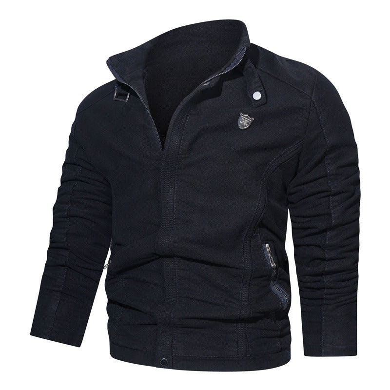 Herren Wildleder-Optik Zip-Blouson im Worker-Cut mit Stehkragen Echoarchiv