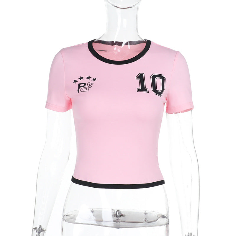 Damen Sportliches Cropped T-Shirt Echo Archiv