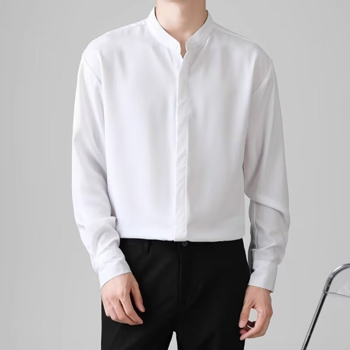 Herren Elegantes Stehkragenhemd – Tianoro