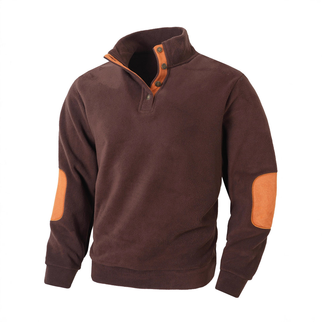 Herren bequemer Fleece Pullover mit Kragen und Kontrastbesatz Echoarchiv