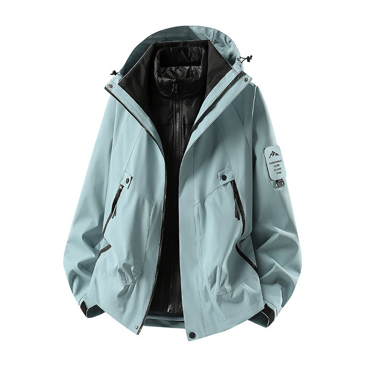 Herren Zwei-in-eins Wetterschutzjacke mit abnehmbarer Steppweste und verstellbarer Kapuze Echoarchiv