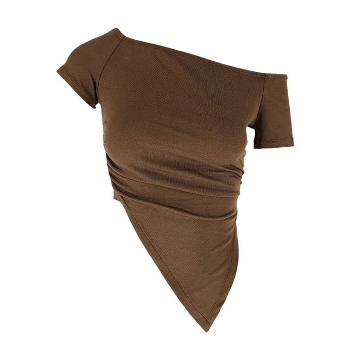 Damen asymmetrisches Crop-Top mit Raffung und einseitigem Schulterdesign Echo Archiv