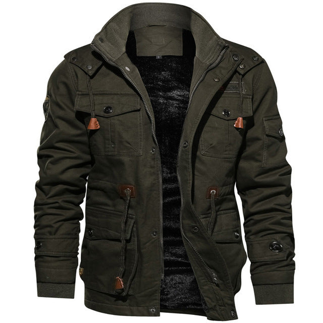 Herren urbaner Thermo-Canvasparka mit durchgehendem Plüschfutter und Utility‑Taschen Echo Archiv