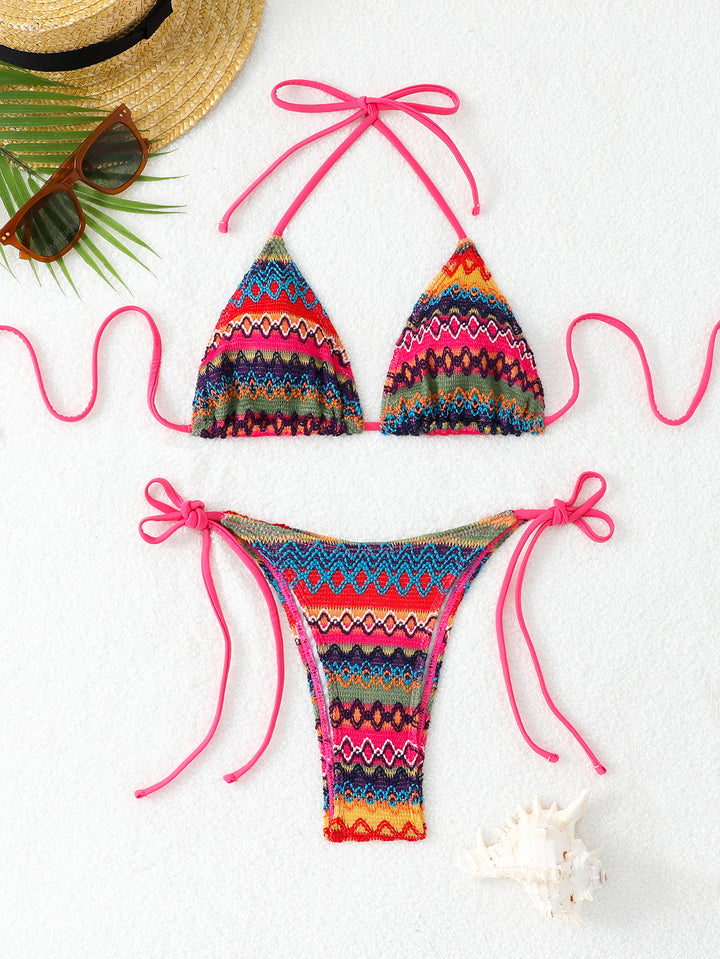 Damen Triangel-Bikini mit fröhlichem Muster und verstellbaren Bändern Echo Archiv