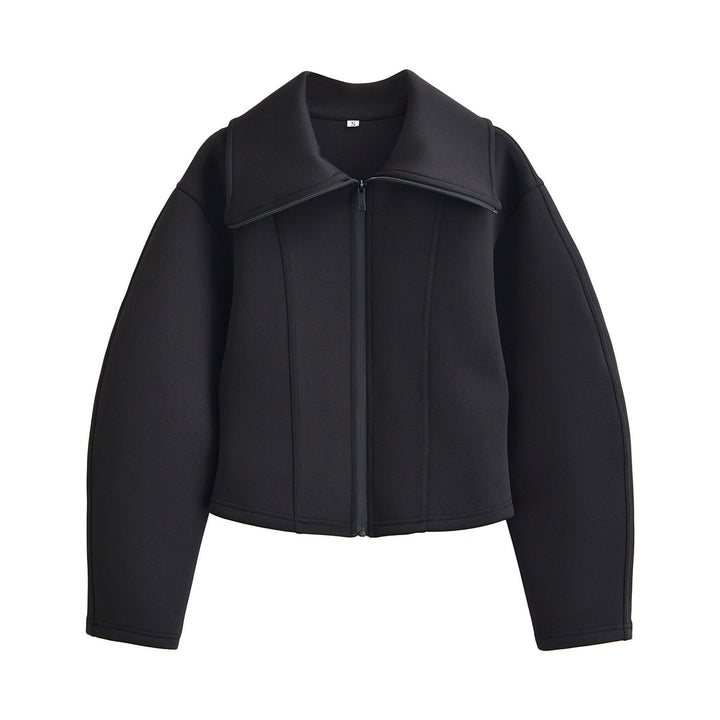 Damen geformte Neoprenjacke mit übergroßem Kragen und taillierter Cropped-Silhouette Echo Archiv