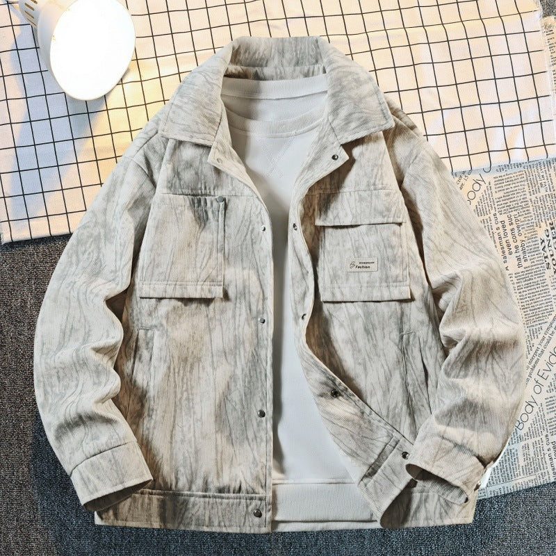 Herren Utility-Overshirt aus Vintage-Optik mit Druckknopfleiste, Pattentaschen & gebürsteter Struktur Echoarchiv