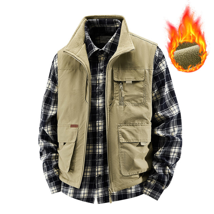 Herren Isolierte Outdoor-Arbeitweste mit hochschließendem Kragen, Fleece-Innenfutter und vielseitigen Organizer‑Taschen Echo Archiv