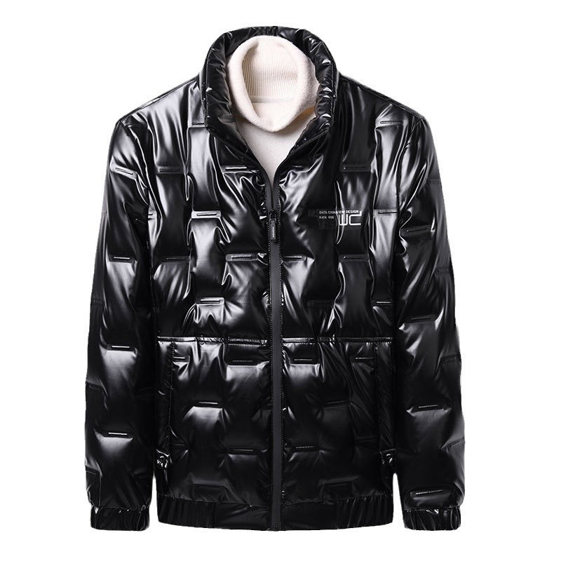 Herren glänzende Steppjacke mit hochabschließendem Kragen Echoarchiv